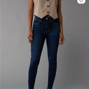 AE Next Level Super High-Waisted Jegging, Dark Ink Wash, Size 8 Short